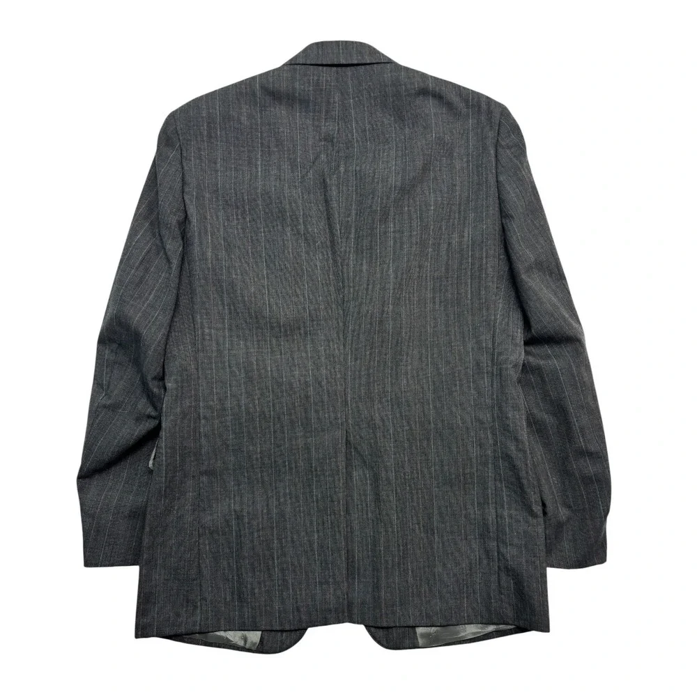 vtg 90s Charcoal Stripe 40R 34x30 2pc Pant Suit Pleated High Waisted Wool Mens